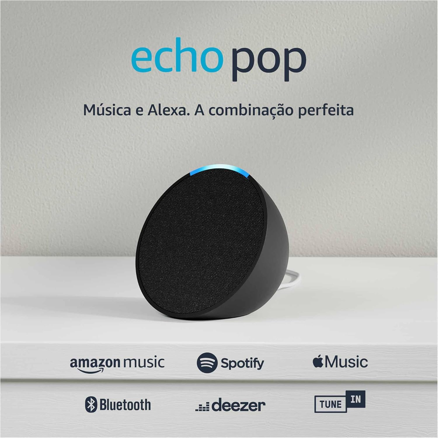 Echo Pop (Última geração) | Smart speaker compacto com som envolvente e Alexa | Cor Preta